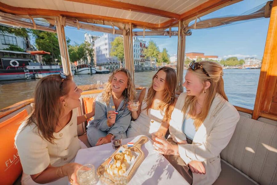Amsterdam: Classic Saloon Boat Cruise with Cheese & Wine - What the cheese and wine option adds