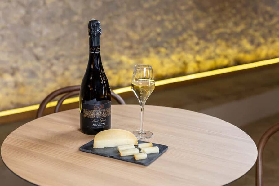 Barcelona: Cavas Hill - Winery Tour & Cheese Tasting - Three cheeses, one award-winning bite