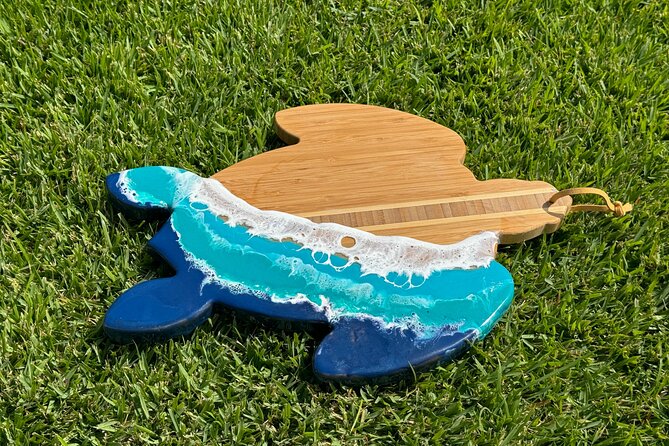 Epoxy Resin Cheese Board Art Class - Heat, resin, and finishing are part of the lesson