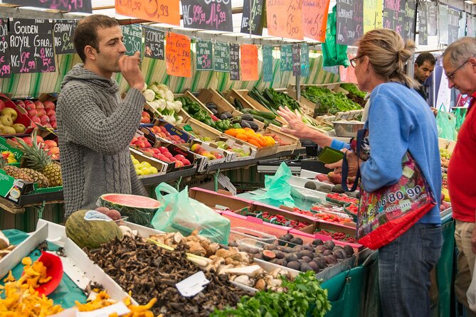 Paris Marché d’Aligre Walking Tour with Chocolate and Cheese Tasting - Walking through the outdoor produce market