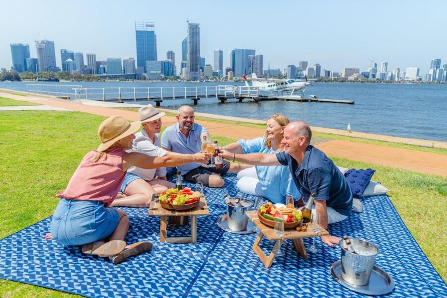 Perth: Scenic Seaplane Tour with Cheese Board & Champagne - Perth landmarks from a low aerial viewpoint