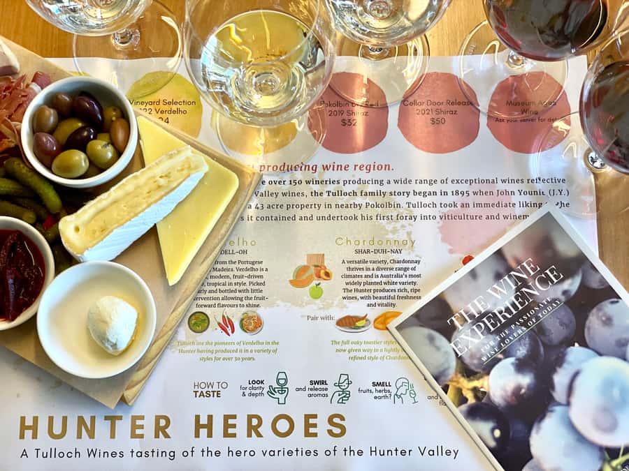 Pokolbin: Tulloch Hunter Heroes Wine Tasting & Cheese Board - Six Wines, Four Hunter Valley Grape Varieties
