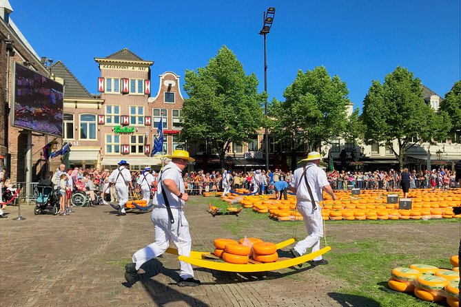 Small Group Alkmaar Cheese Market and City Tour <em>English</em> – Key points at a glance’ /></p>
<ul>
<li><strong>Friday morning cheese market:</strong> Watch cheese wheels get traded, weighed, and carried in a centuries-old ceremony.</li>
<li><strong>Small group of six or fewer:</strong> The format allows questions, conversation, and a better chance of seeing the market clearly.</li>
<li><strong>Local access with Jennifer:</strong> Her connections may lead to close viewing spots and friendly interaction with cheese carriers.</li>
<li><strong>Medieval Alkmaar before the market:</strong> Pass the Great St Lawrence Church, City Hall, canals, and cobbled streets on the way.</li>
<li><strong>Cheese tasting and shopping:</strong> Try several Dutch cheeses, with purchases available separately.</li>
<li><strong>Easy public transport start:</strong> Meet at 9 a.m. outside Alkmaar train station and finish in the city center.</li>
</ul>
<h2>Why Alkmaar’s cheese market is worth your morning</h2>
<p><img width="669" height="446" decoding="async" src=
