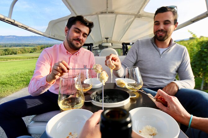 The Private Tuk Tuk Tour with one of The Best Fondues in Geneva! - Eating fondue on Geneva’s streets